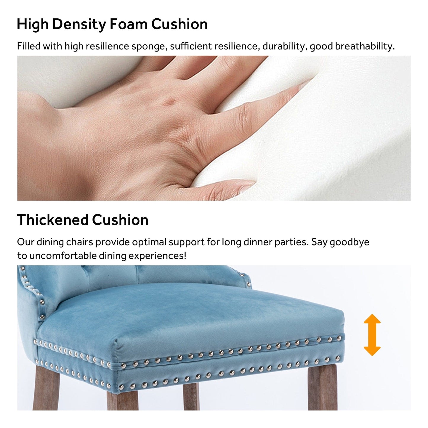 Ensemble de 6 chaises de salle à manger capitonnées en velours avec pieds en bois massif