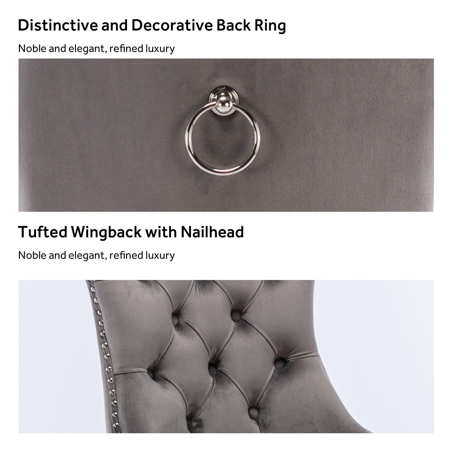 Ensemble de 6 chaises de salle à manger capitonnées en velours avec pieds en bois massif