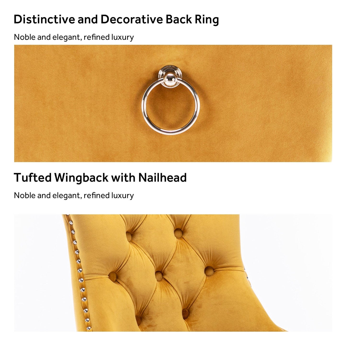 Ensemble de 6 chaises de salle à manger capitonnées en velours avec pieds en bois massif