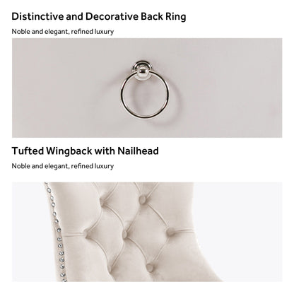 Ensemble de 6 chaises de salle à manger capitonnées en velours avec pieds en bois massif