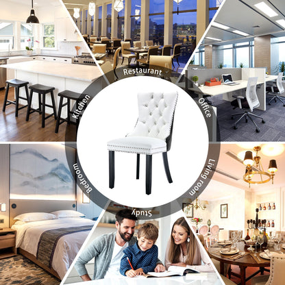 Ensemble de 6 chaises de salle à manger capitonnées en velours avec pieds en bois massif