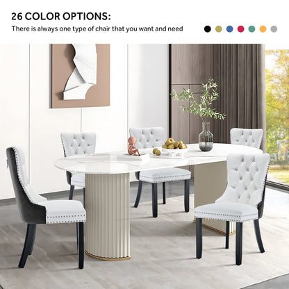 Ensemble de 6 chaises de salle à manger capitonnées en velours avec pieds en bois massif