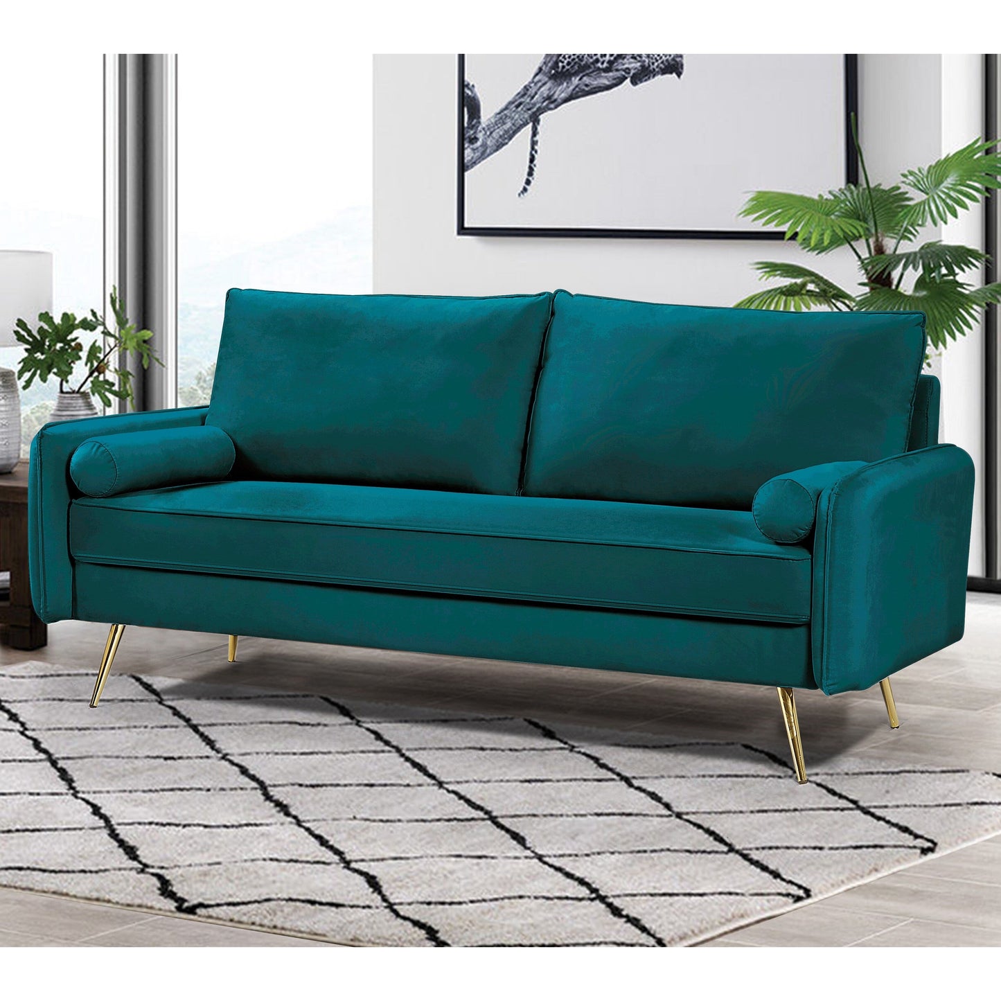 Canapé Villeda 70''W en polyester avec accoudoirs carrés