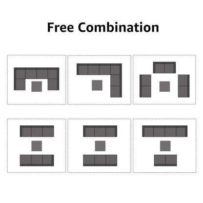 Ensemble de canapés d'angle d'extérieur 7 pièces en osier et acier avec coussins