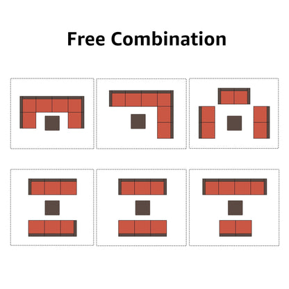 Ensemble de canapés d'angle d'extérieur 7 pièces en osier et acier avec coussins