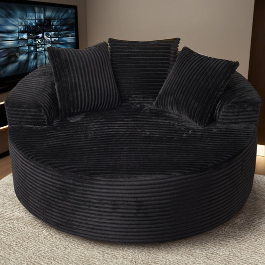 Canapé de salon rond moderne en peluche XIZZI avec coussins