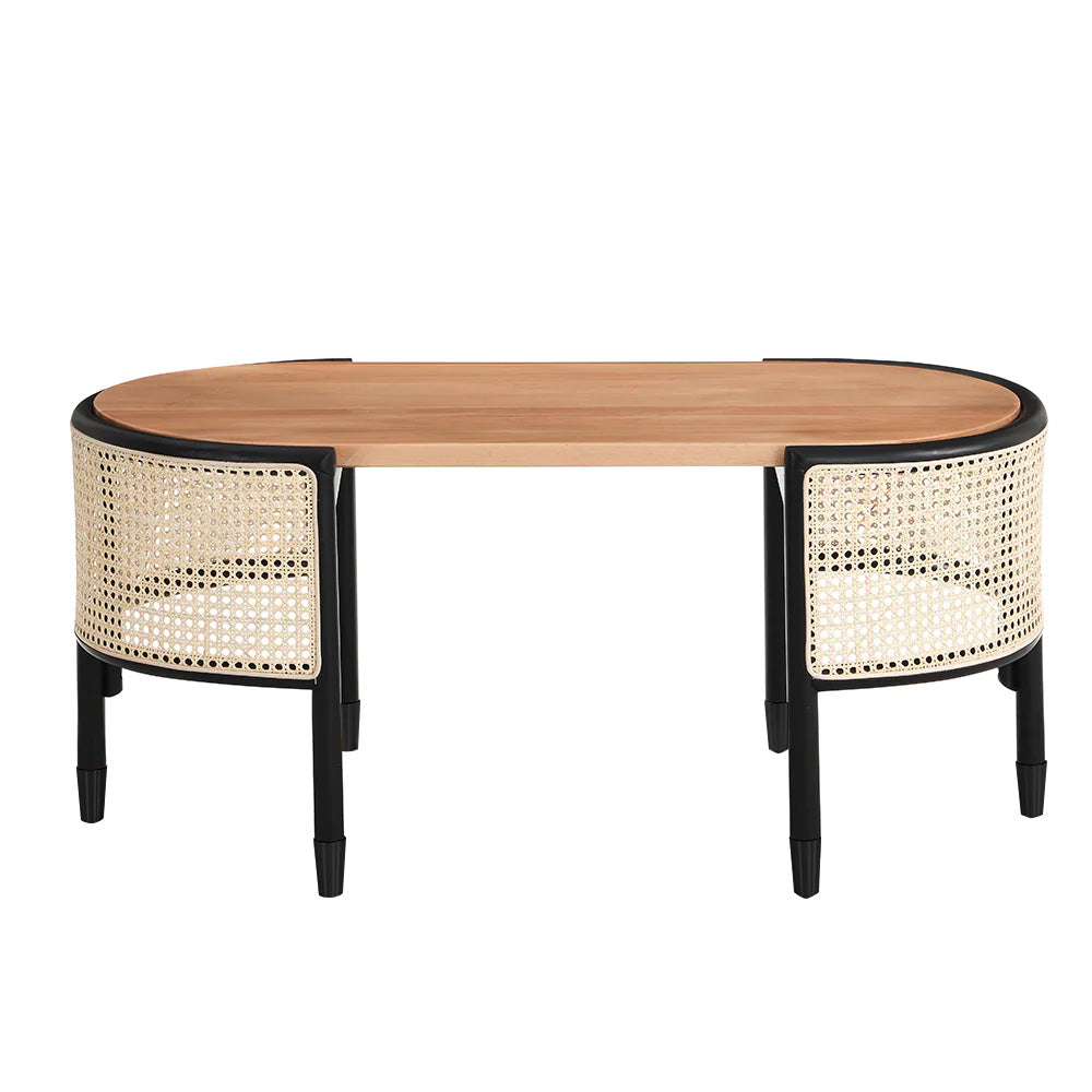 Table basse ovale en rotin massif Jeanne Cane