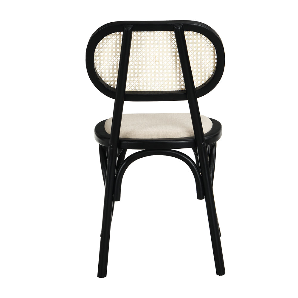Ensemble de 2 chaises de salle à manger Anya en rotin et tissu noir