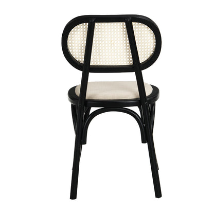 Ensemble de 2 chaises de salle à manger Anya en rotin et tissu noir