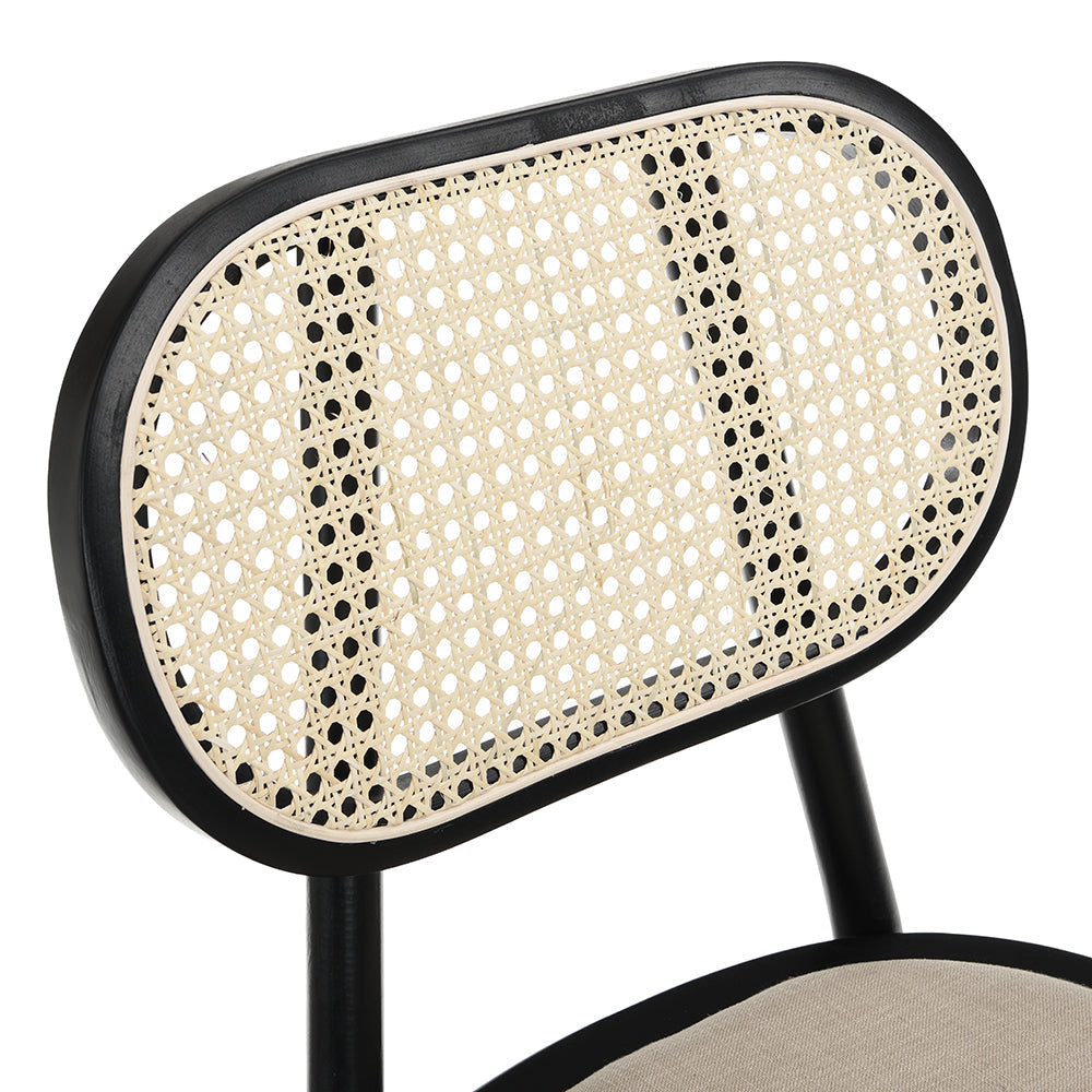 Ensemble de 2 chaises de salle à manger Anya en rotin et tissu noir
