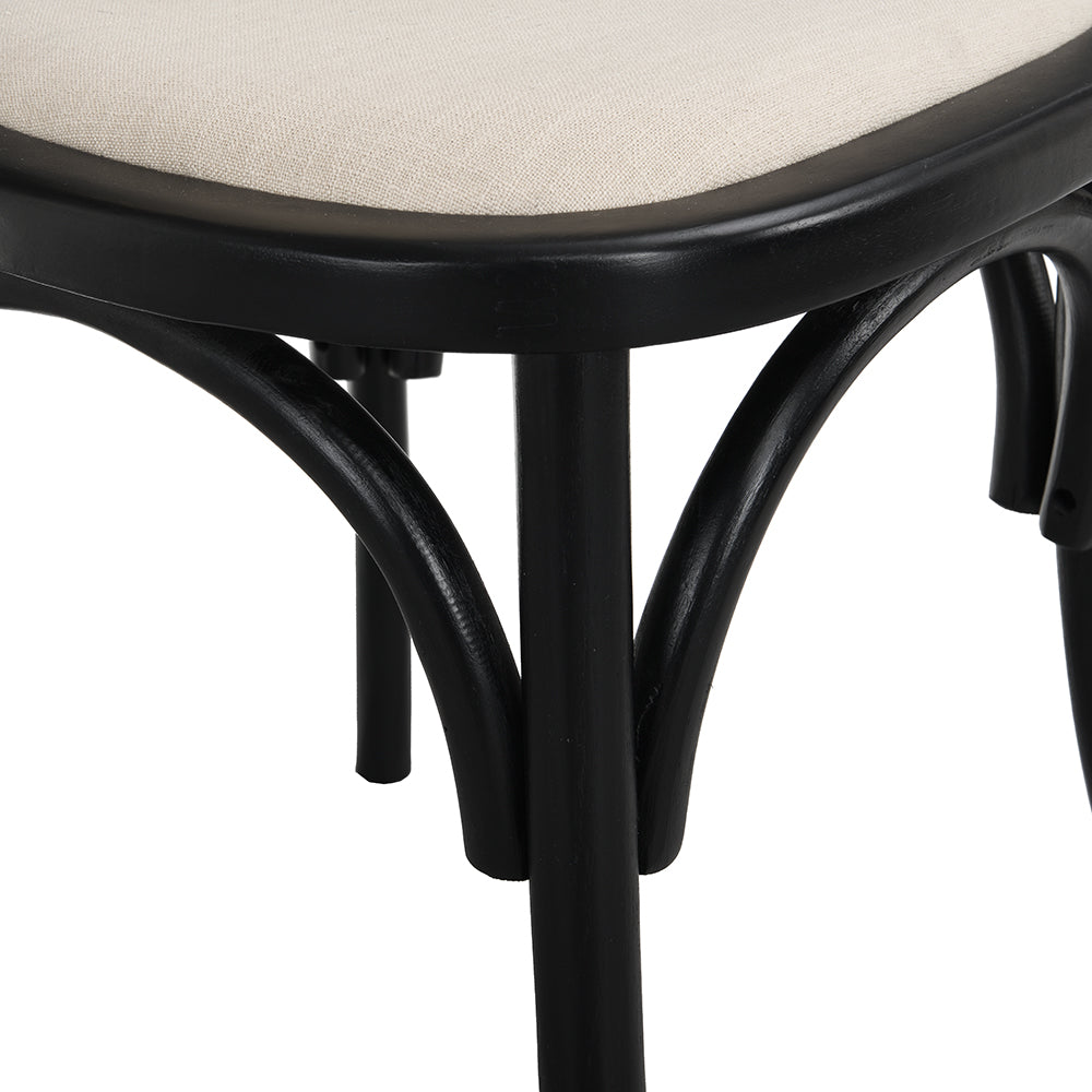 Ensemble de 2 chaises de salle à manger Anya en rotin et tissu noir