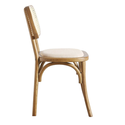 Ensemble de 2 chaises de salle à manger Anya en rotin et tissu, noyer clair
