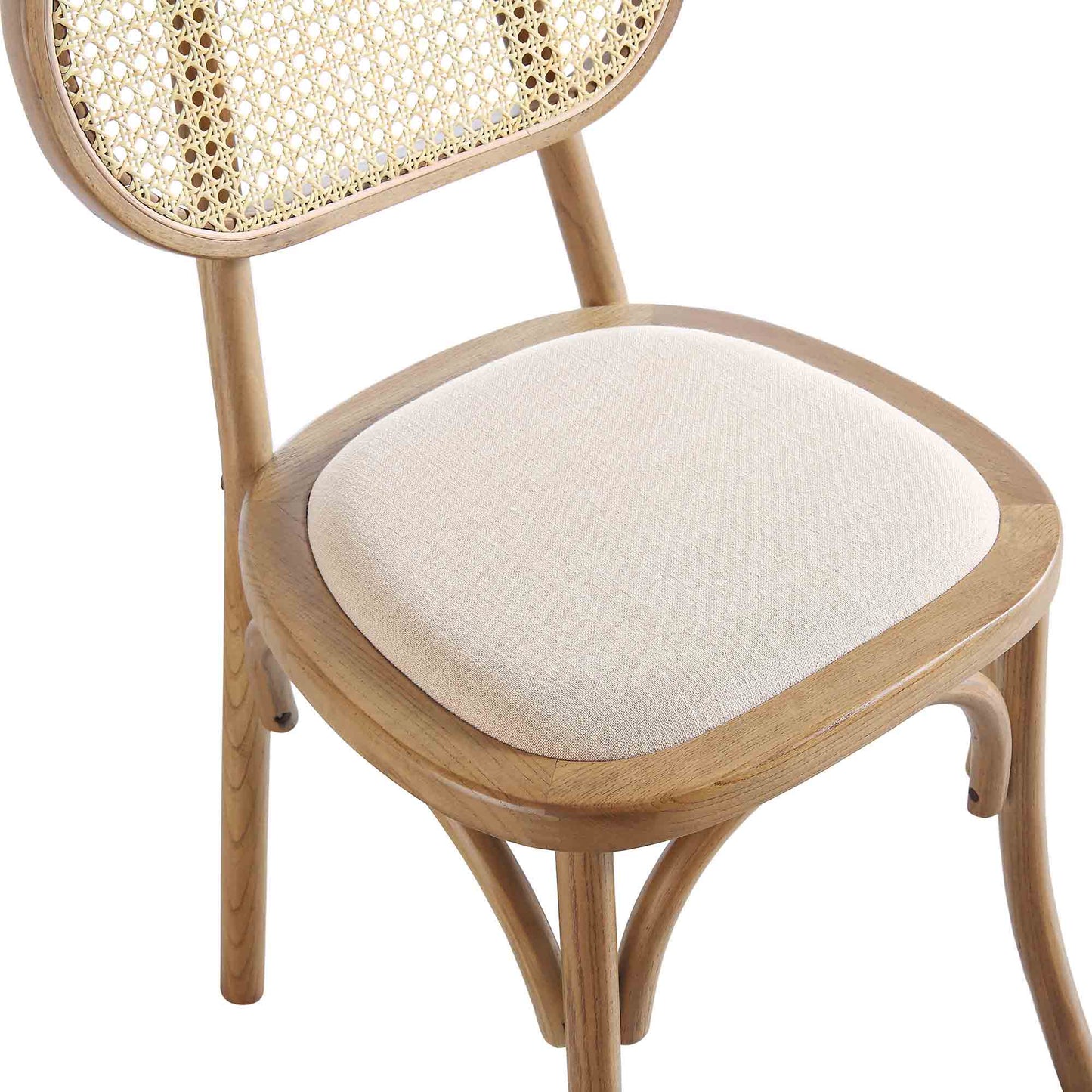 Ensemble de 2 chaises de salle à manger Anya en rotin et tissu, noyer clair