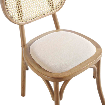 Ensemble de 2 chaises de salle à manger Anya en rotin et tissu, noyer clair