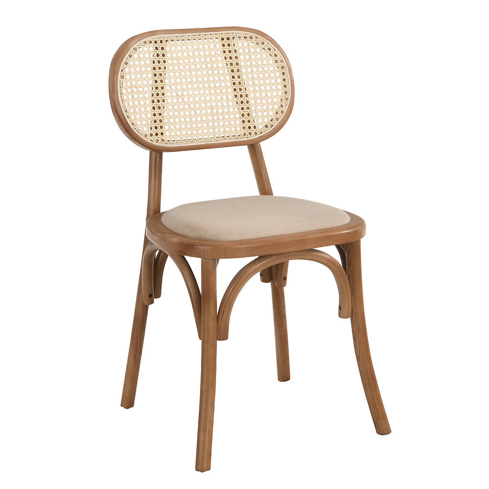 Ensemble de 2 chaises de salle à manger Anya en rotin et tissu d'ameublement, couleur naturelle