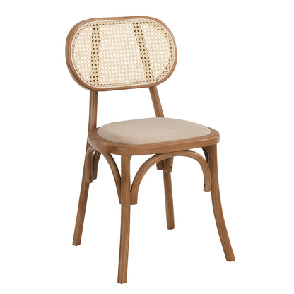 Ensemble de 2 chaises de salle à manger Anya en rotin et tissu d'ameublement, couleur naturelle