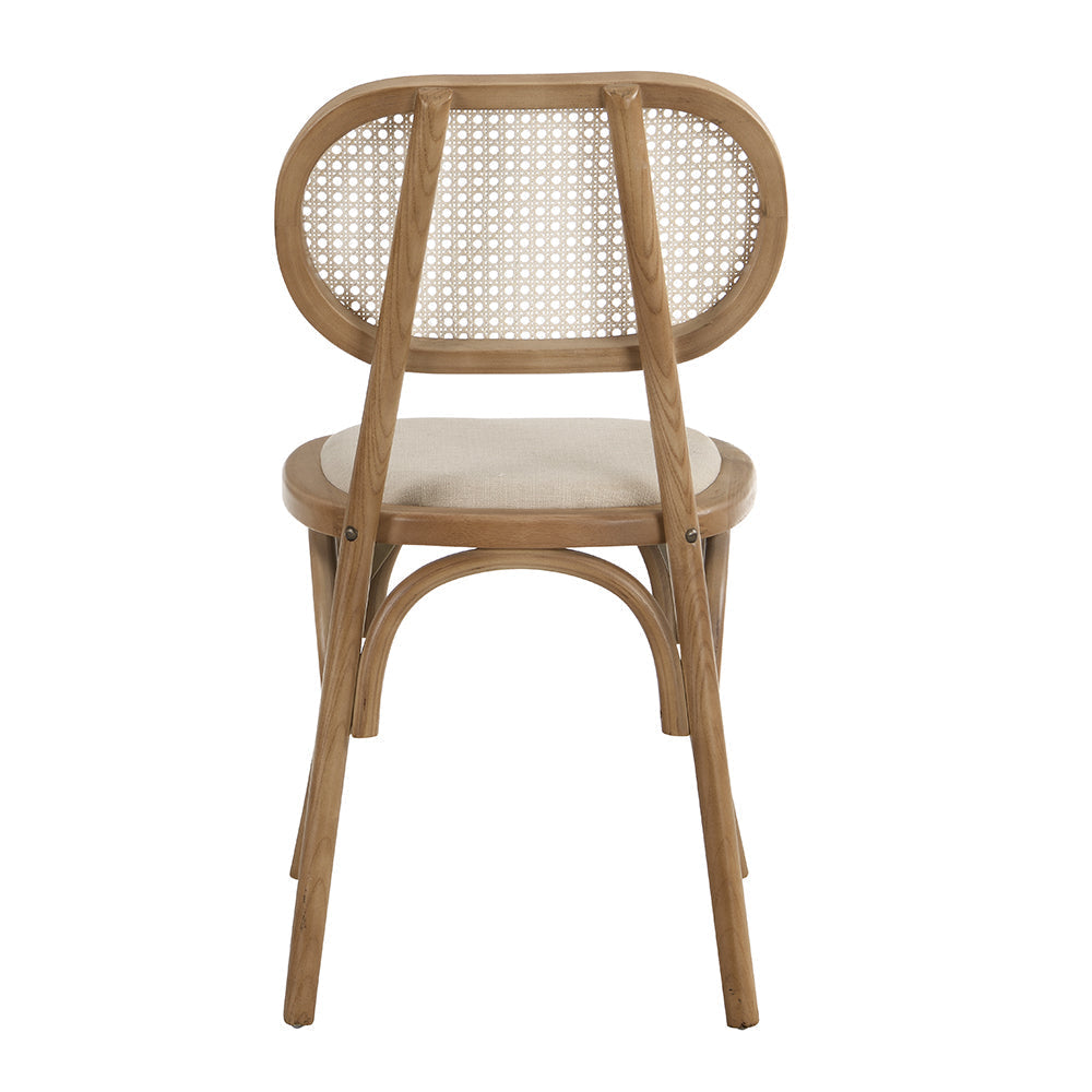 Ensemble de 2 chaises de salle à manger Anya en rotin et tissu d'ameublement, couleur naturelle