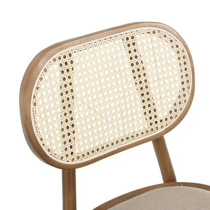 Ensemble de 2 chaises de salle à manger Anya en rotin et tissu d'ameublement, couleur naturelle