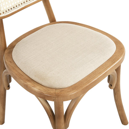 Ensemble de 2 chaises de salle à manger Anya en rotin et tissu d'ameublement, couleur naturelle