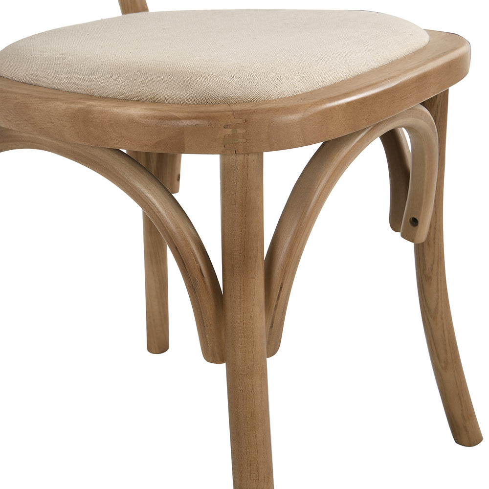 Ensemble de 2 chaises de salle à manger Anya en rotin et tissu d'ameublement, couleur naturelle