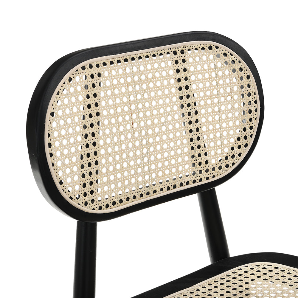 Anya+ Lot de 2 chaises de salle à manger rembourrées en rotin et canne, noir