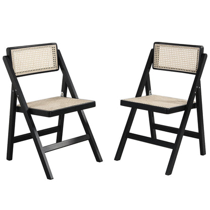 Lot de 2 chaises pliantes en rotin noir Frances