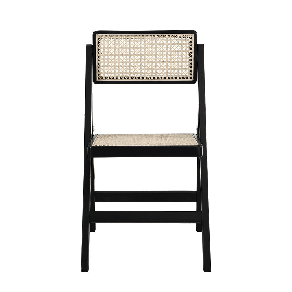 Lot de 2 chaises pliantes en rotin noir Frances
