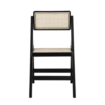 Lot de 2 chaises pliantes en rotin noir Frances