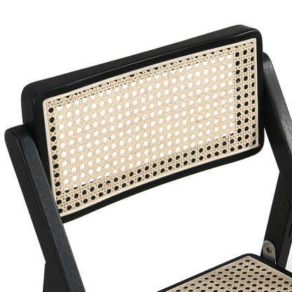 Lot de 2 chaises pliantes en rotin noir Frances