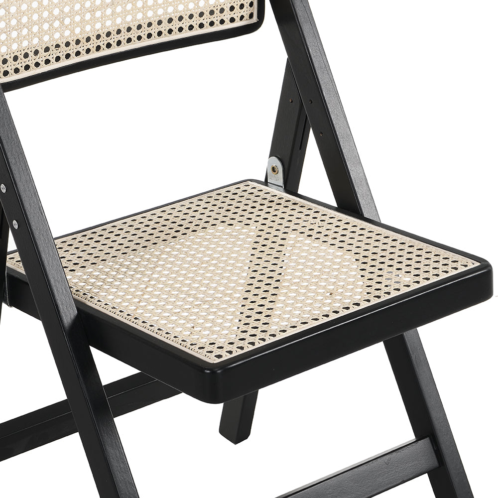 Lot de 2 chaises pliantes en rotin noir Frances