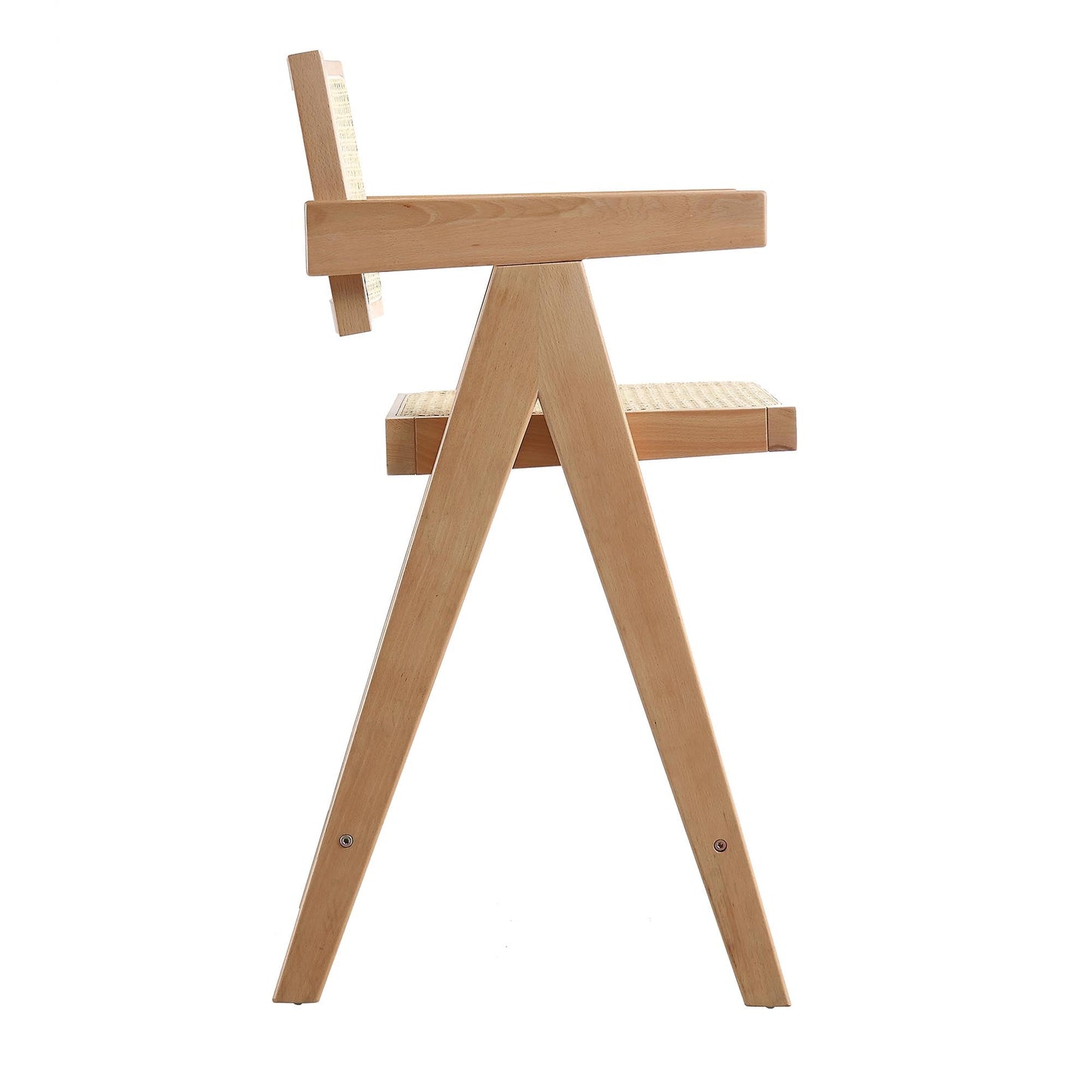 Tabouret de bar Jeanne en rotin naturel et hêtre massif