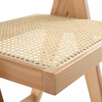 Tabouret de bar Jeanne en rotin naturel et hêtre massif
