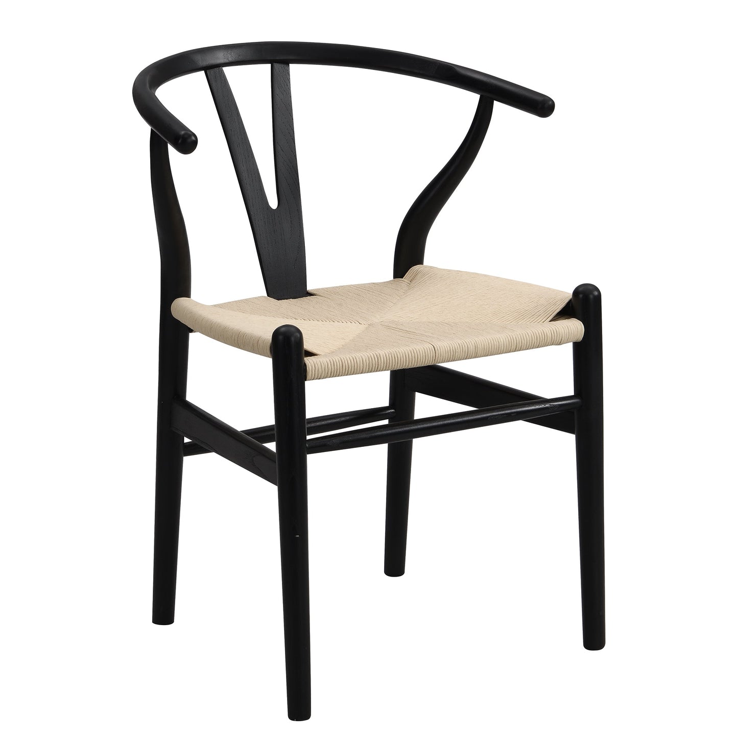 Chaise de salle à manger Hansel en bois tressé naturel, structure noire