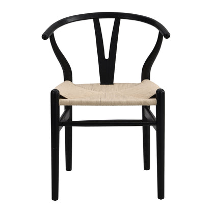 Chaise de salle à manger Hansel en bois tressé naturel, structure noire