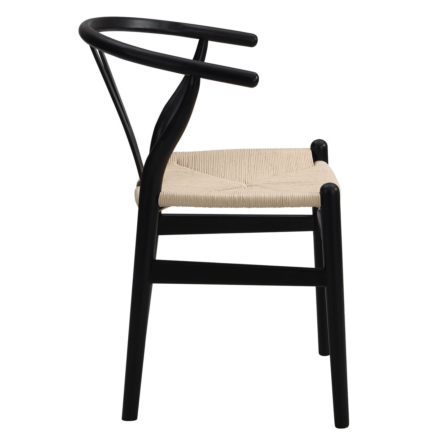Chaise de salle à manger Hansel en bois tressé naturel, structure noire