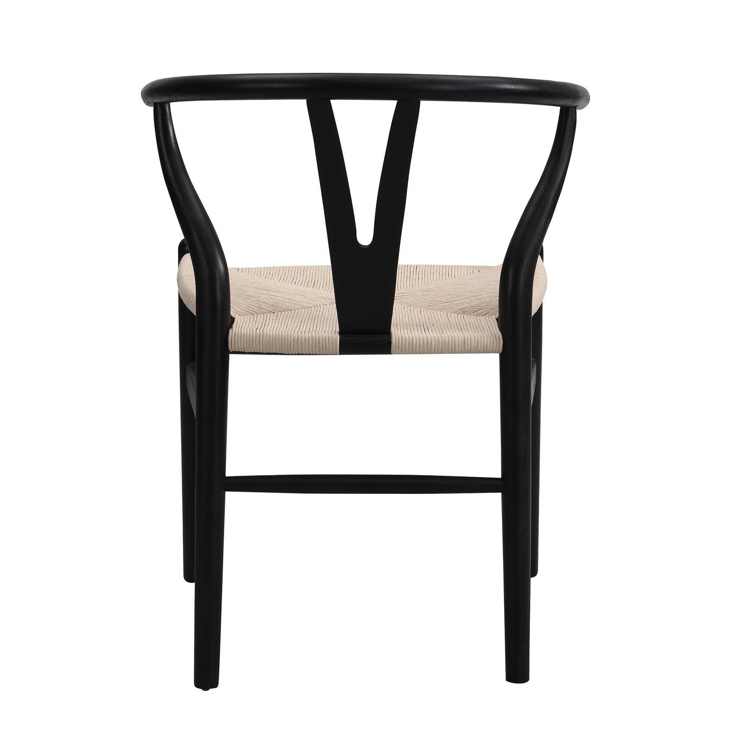 Chaise de salle à manger Hansel en bois tressé naturel, structure noire