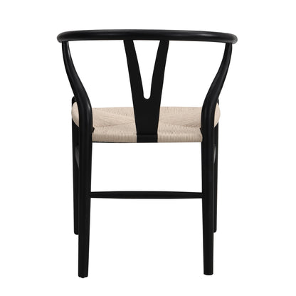 Chaise de salle à manger Hansel en bois tressé naturel, structure noire