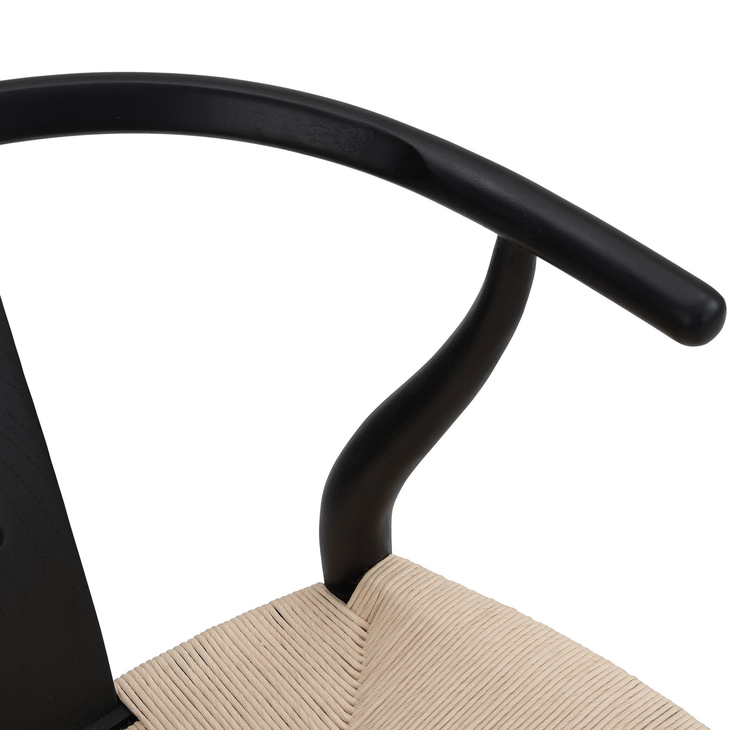 Chaise de salle à manger Hansel en bois tressé naturel, structure noire