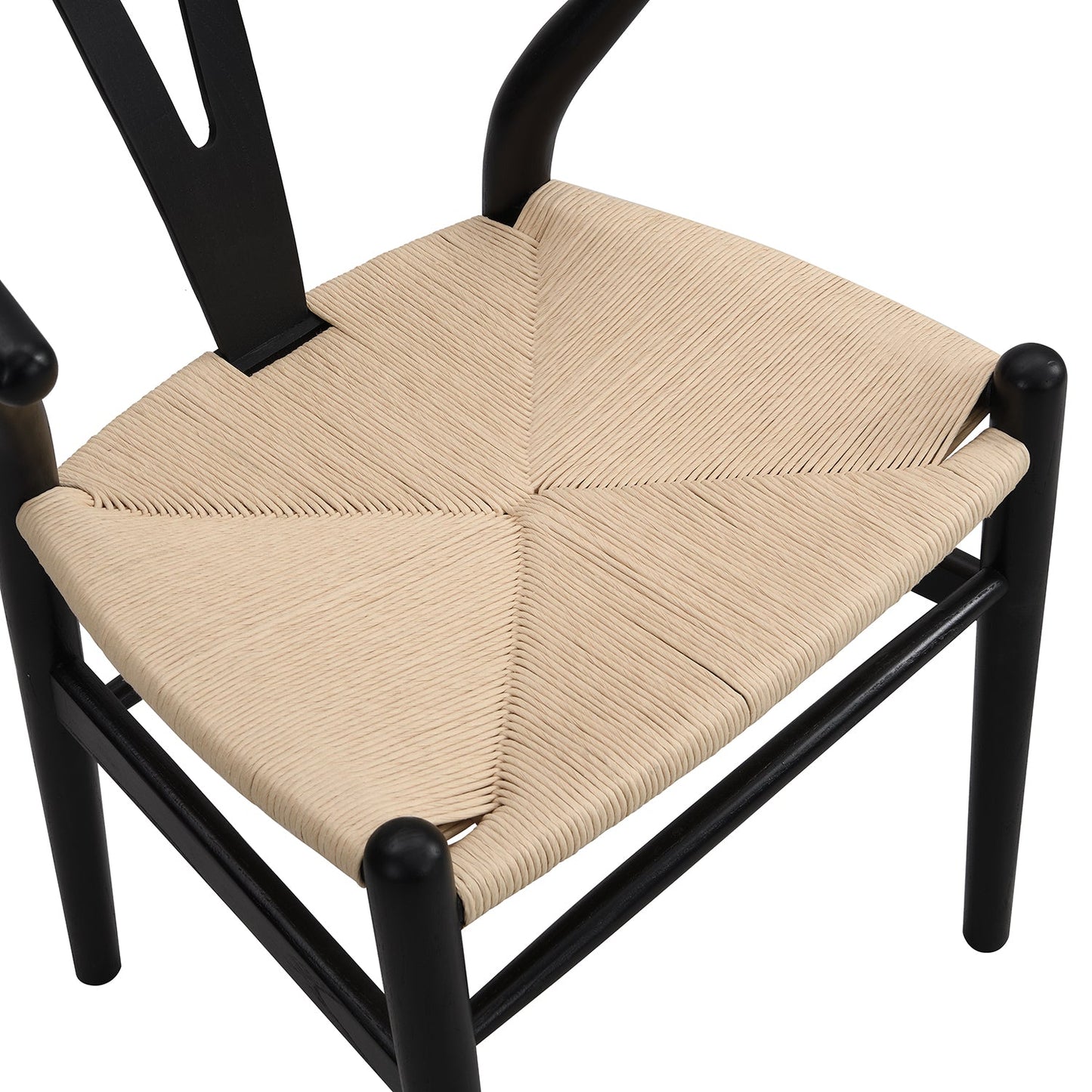 Chaise de salle à manger Hansel en bois tressé naturel, structure noire