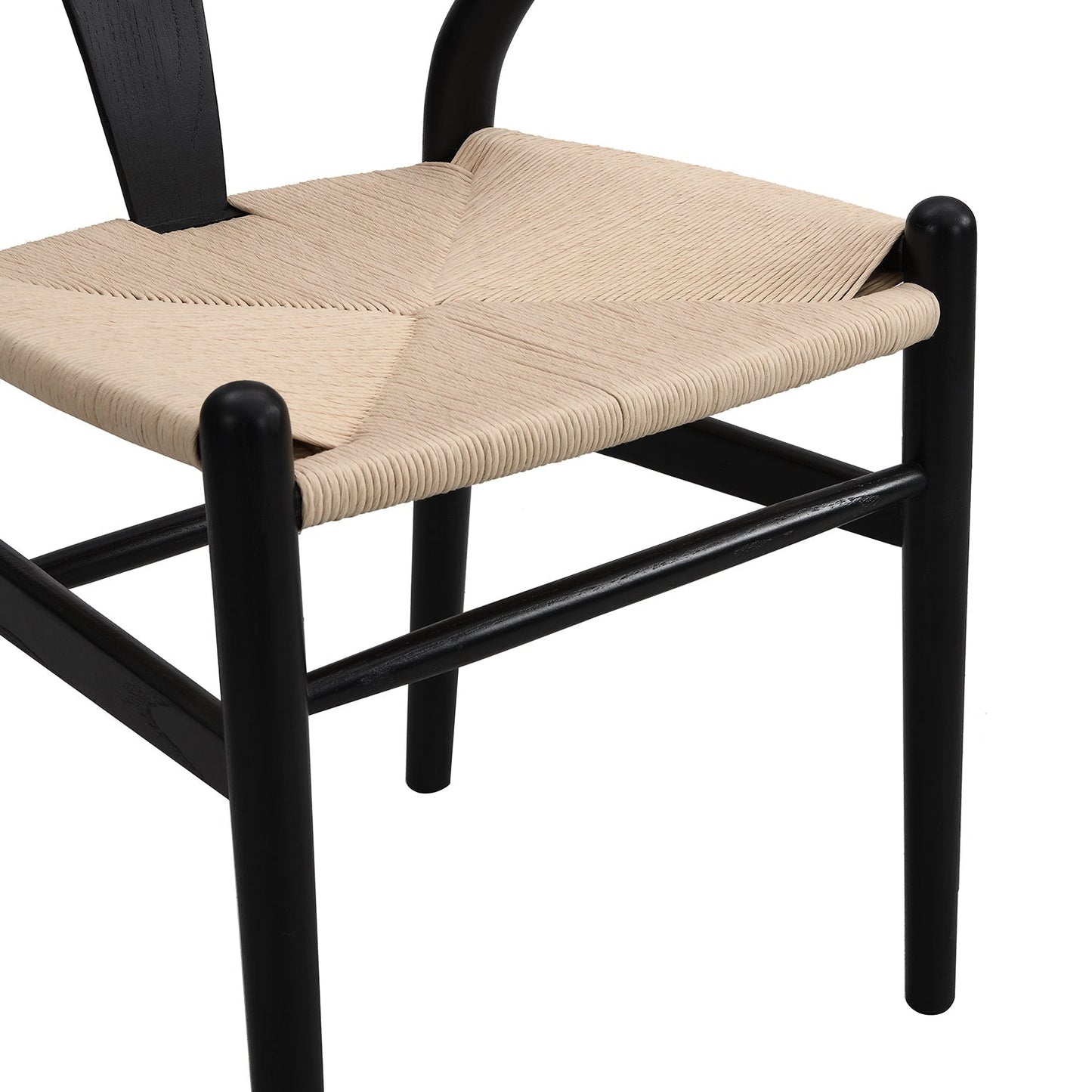 Chaise de salle à manger Hansel en bois tressé naturel, structure noire