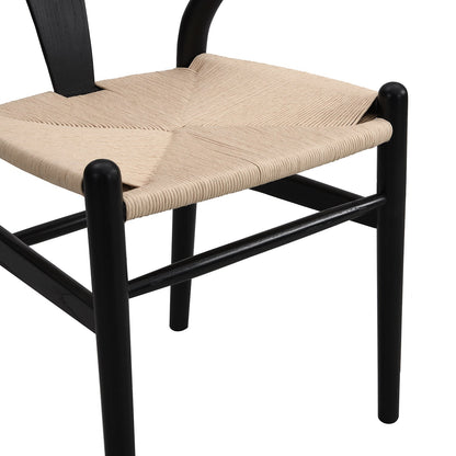 Chaise de salle à manger Hansel en bois tressé naturel, structure noire
