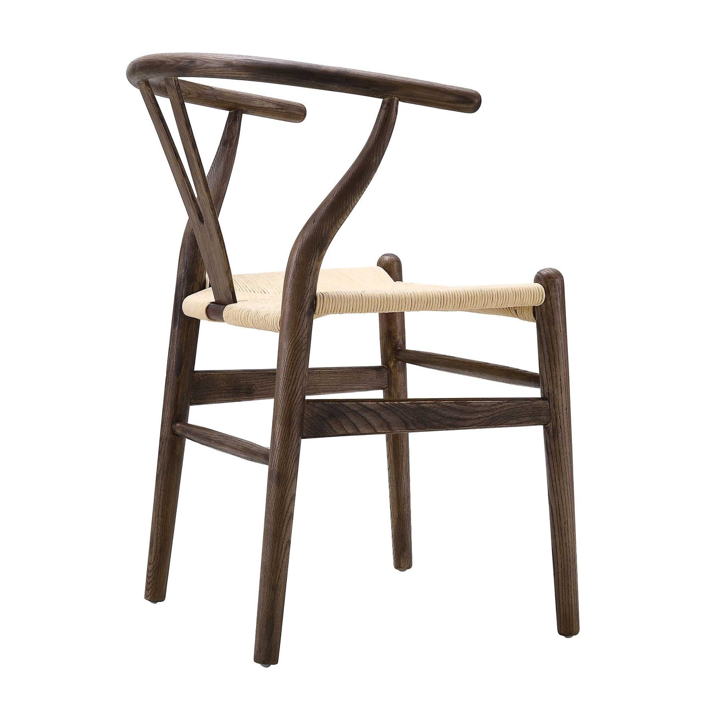 Chaise de salle à manger Hansel en bois tressé naturel, structure en noyer foncé