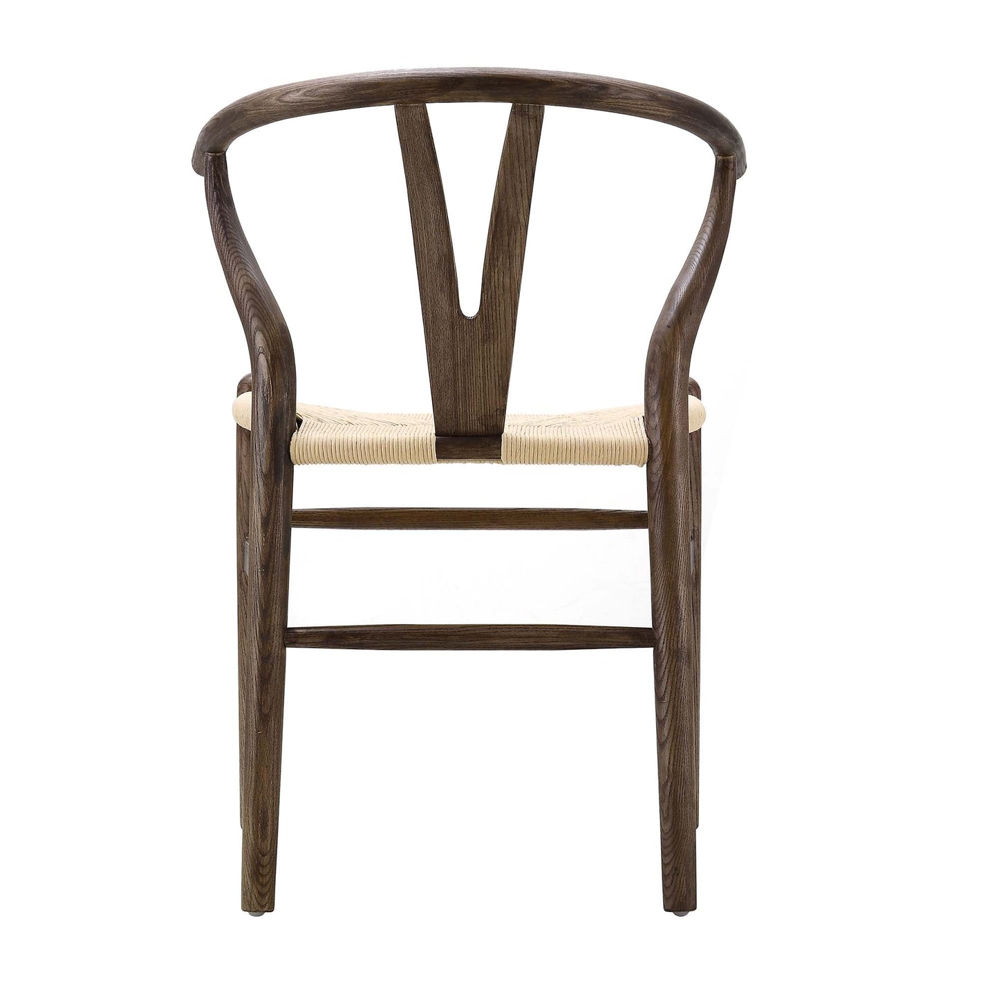 Chaise de salle à manger Hansel en bois tressé naturel, structure en noyer foncé