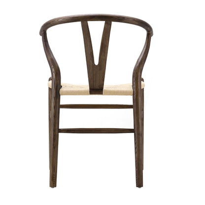 Chaise de salle à manger Hansel en bois tressé naturel, structure en noyer foncé