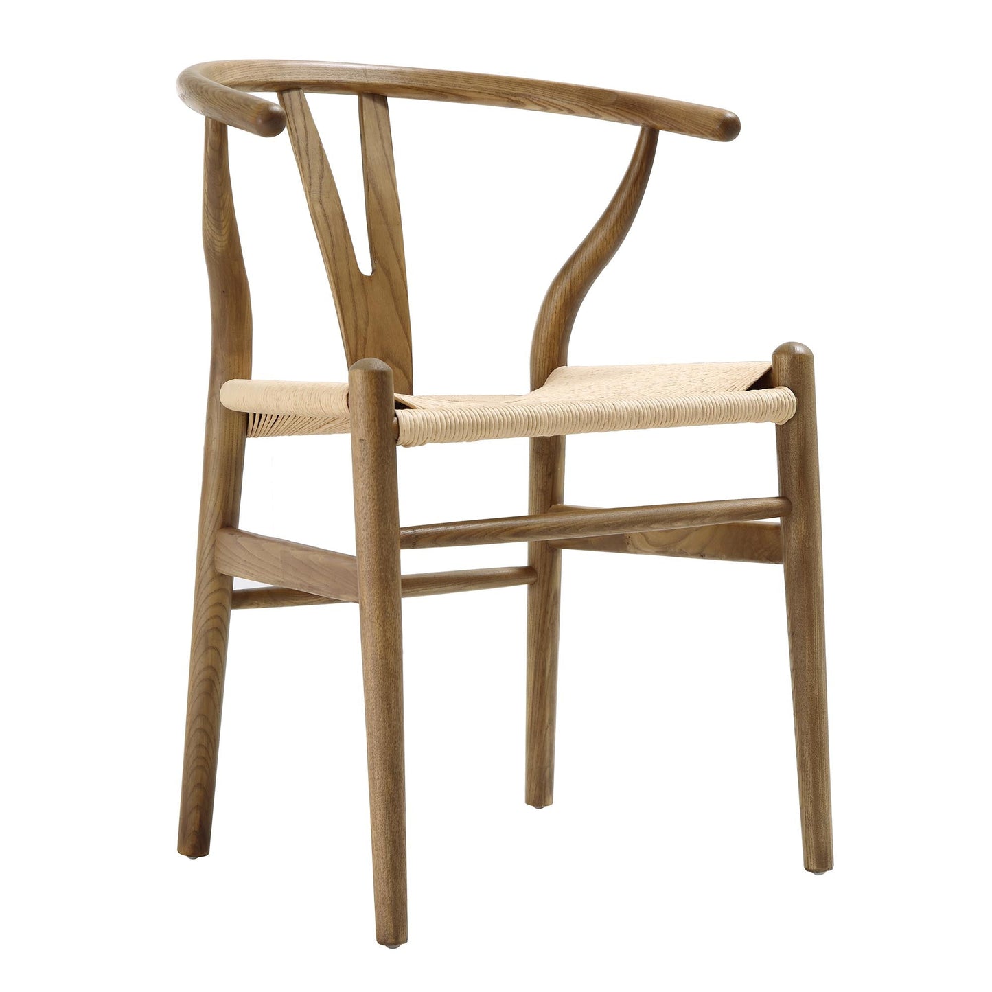 Chaise de salle à manger Hansel en bois tressé naturel, structure en noyer clair