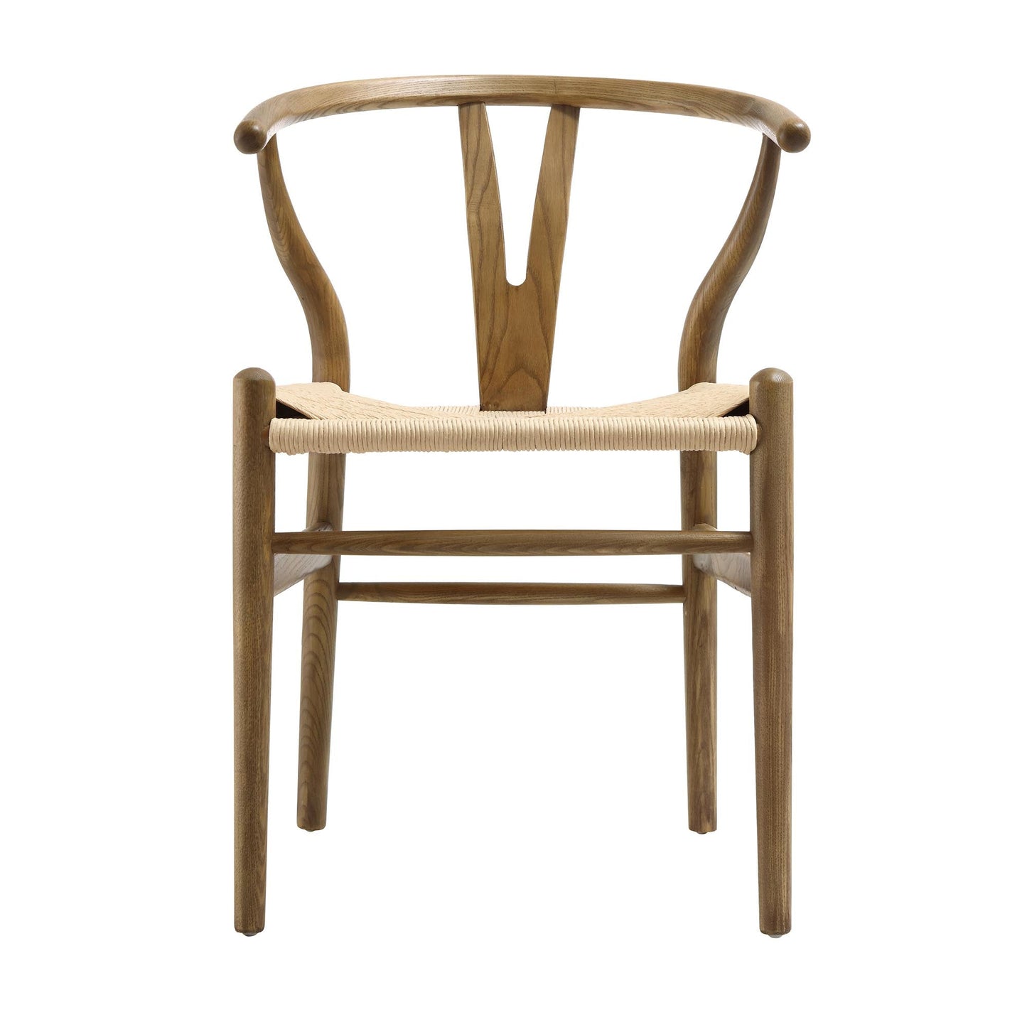 Chaise de salle à manger Hansel en bois tressé naturel, structure en noyer clair