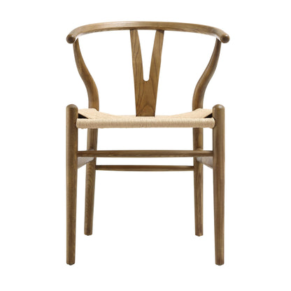 Chaise de salle à manger Hansel en bois tressé naturel, structure en noyer clair