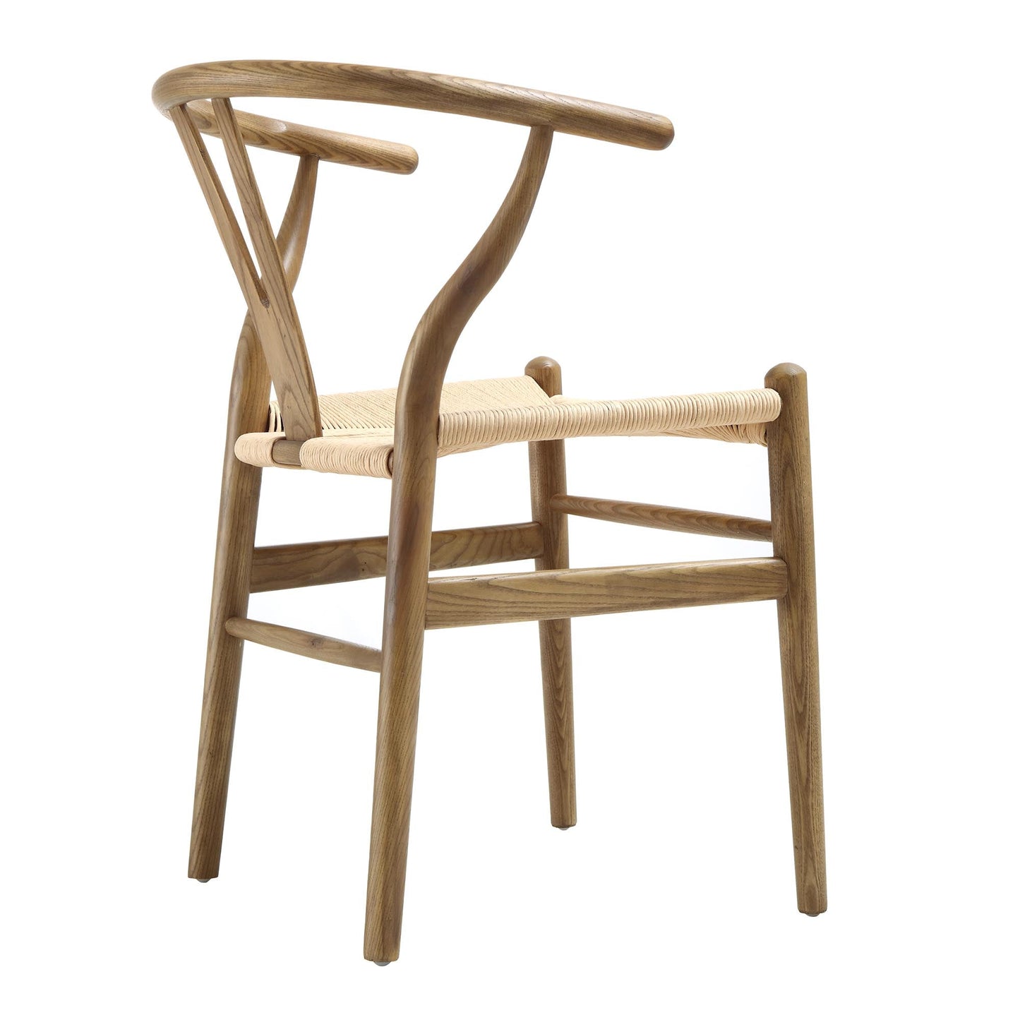Chaise de salle à manger Hansel en bois tressé naturel, structure en noyer clair