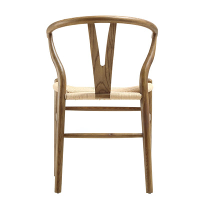Chaise de salle à manger Hansel en bois tressé naturel, structure en noyer clair