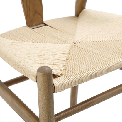 Chaise de salle à manger Hansel en bois tressé naturel, structure en noyer clair
